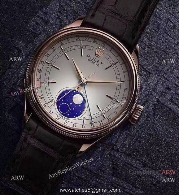 New Upgraded Rolex Cellini Moonphase Replica For Sale Rose Gold White Dial Watches 1