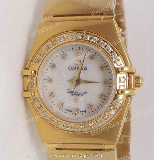 Omega Constellation Copy Yellow Gold Case Ladies Quartz Watch 1