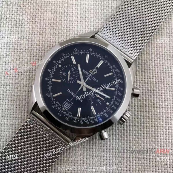 Breitling Stainless Steel Transocean Black Dial Watch Buy Knockoff 1