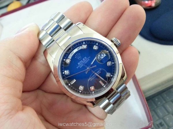 Replica Rolex Presidential Diamond DayDate Watch Polished Stainless Steel Blue Dial 1