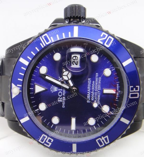 Rolex Submariner Blue Dial Black Case Replica Watch / Classic Model 1