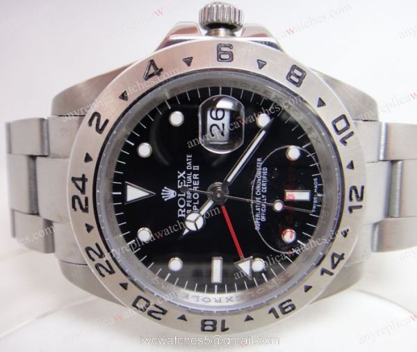 Rolex 116570 Explorer II GMT Stainless Steel Black Dial 40mm Watch 1