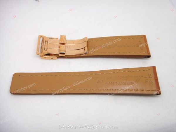Replica Breitling Brown Real Leather Band with Silver Clasp 24-20 110 mm 1