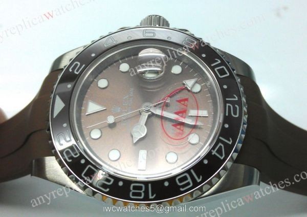 Copy Rolex GMT-Master II Brown Rubber Strap Replica Watch 1