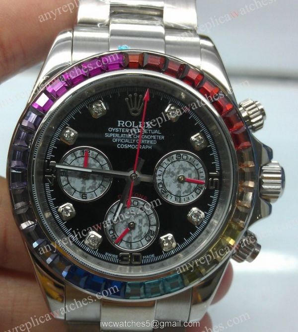 Best Replica Rolex Daytona Rainbow Stainless steel Chronograph Watch 1