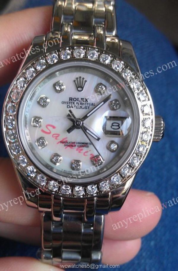 Ladies Masterpiece Datejust Watch Stainless Steel Diamond Bezel Rolex Replica Watch 1