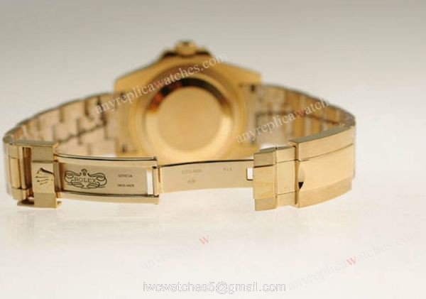 Yellow Gold Rolex GMT Master 2 Rainbow Bezel Watch Black Sapphire Crystal 40mm 1