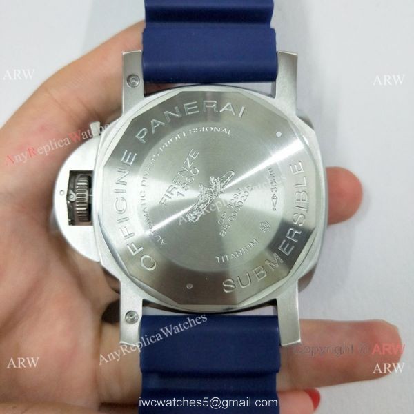 Panerai Submersible Rubber Strap SS Blue Bezel Pam 959 Watch Buy Replica 1