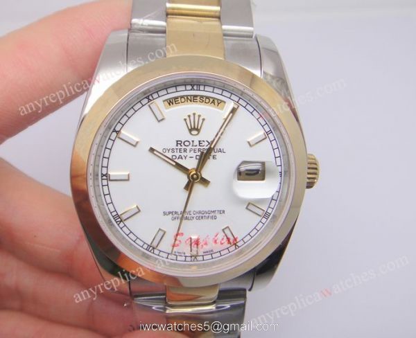 Buy AAA Grade Replica Rolex Day-Date II 2-Tone White Men Watch 1