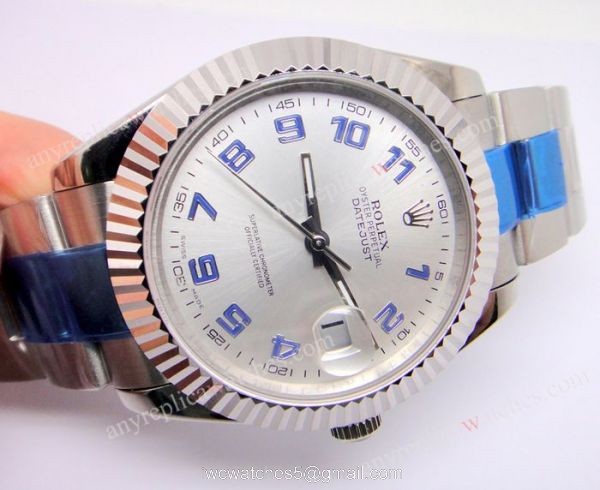 Rolex Datejust II Watch 41mm SS Silver Blue Arabic Swiss Replica 1