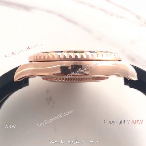 High Quality Rolex YachtMaster Rose Gold Replica Watch Multicolor Gem 1