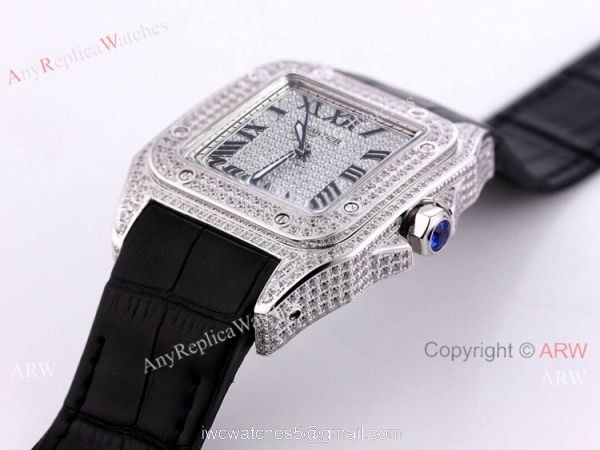 AAA Copy Cartier Santos De Iced Out Watch Automatic Movement 1
