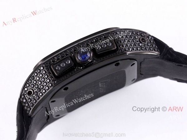 Knockoff Cartier Santos Chronograph Watch Black Diamonds 1