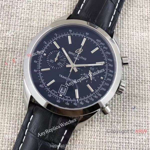 Clone Breitling Transocean Watch Black Chronograph Leather Strap 1