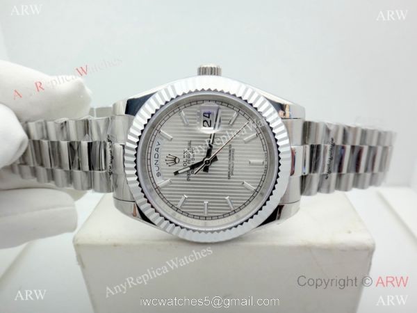 High Quality Replica Rolex Watch Day Date II Stainless Steel Case 40mm 1