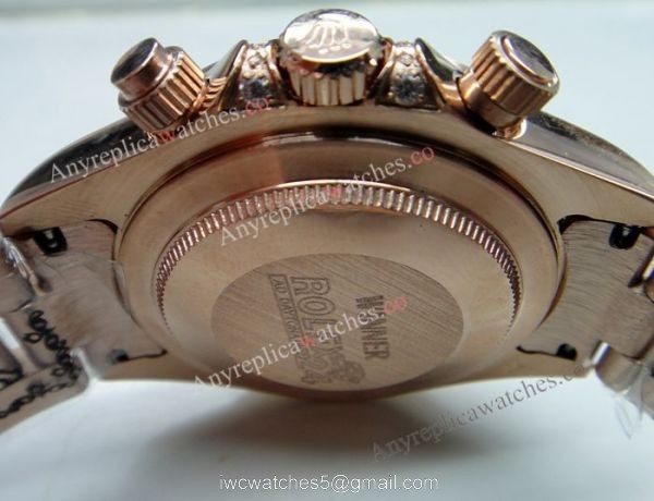 Replica Rolex Daytona Rainbow Watch Rose Gold Diamond Bezel Sapphire glass 1