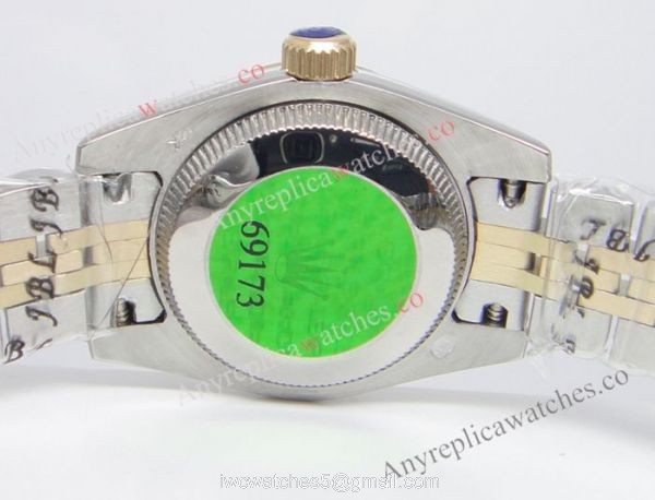 Copy Rolex Datejust Watch 2-Tone Jubilee Red Diamond Markers for Women 1