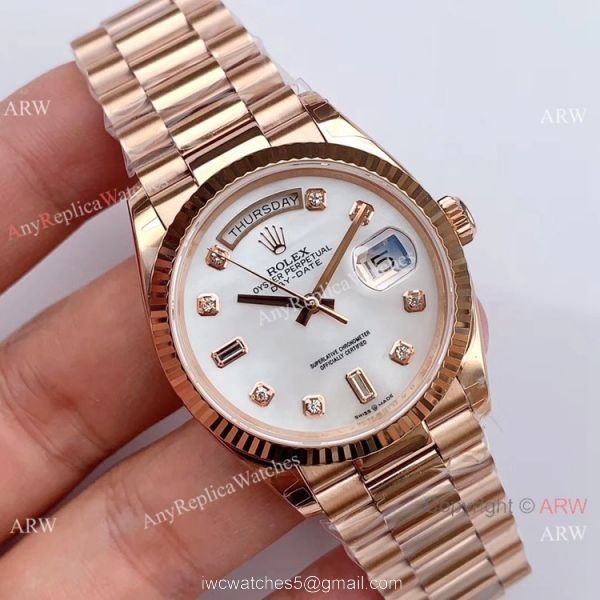 Swiss Replica Rolex Day date Rose Gold President EW Factory 3255 Watch 36mm 1