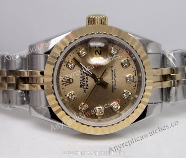 Replica Rolex Datejust 2-Tone jubilee Gold Face Watch for Ladies 26mm 1