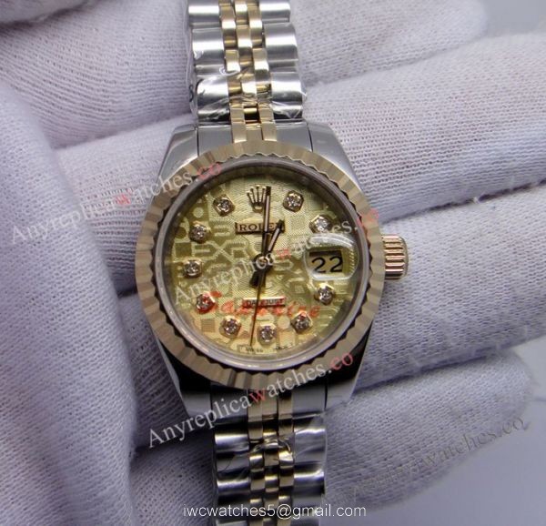 Replica Rolex Lady Datejust Watch 2-Tone Gold Micro Face 26mm 1
