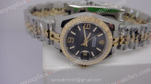High Quality Rolex Replica Ladies Watch 2-Tone Black Dial Low Price 1