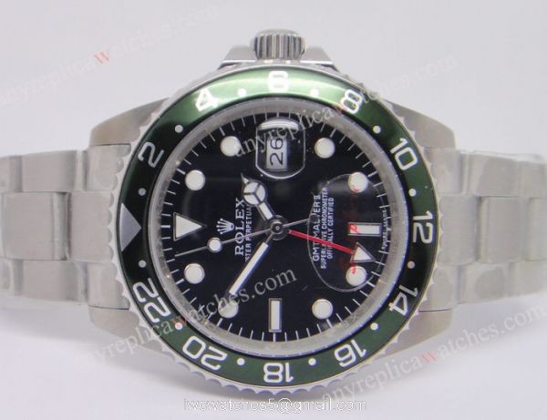 COPY ROLEX GMT MASTER II GREEN BEZEL BLACK DIAL WATCH 1