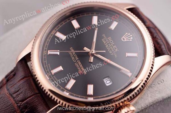 NEW Style Copy Rolex Datejust Watch Brown Leather Band 39mm 1