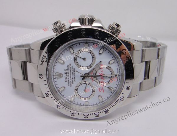 Replica rolex daytona stainless steel white face automatic watch 1