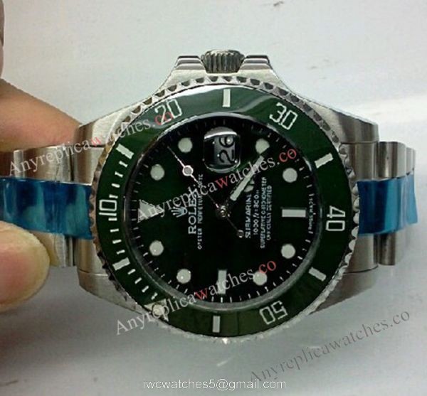 Stainless Steel Green Face 41mm Rolex Submariner Watches Extra Large 1