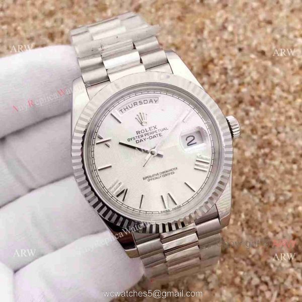 Replica Rolex Day-Date II Watch 41mm Silver Dial Roman Markers 1
