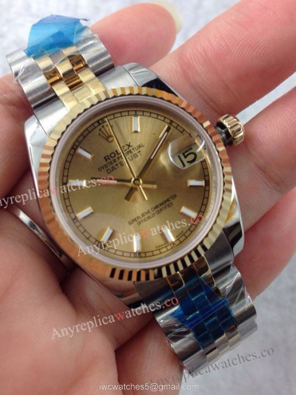 Copy Rolex 2-Tone Datejust Gold Watch 31mm High Quality 1