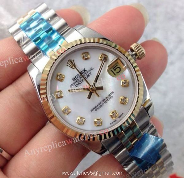 Replica Rolex Datejust MOP White Face Watch 31mm 1
