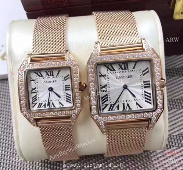 Cartier Santos Dumont Rose Gold Silver Dial Watch Cartier Lover watch 1