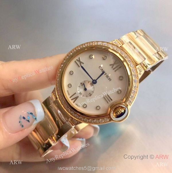 Stainless Steel Diamond White Dial Womens Fake Cartier Watch 1