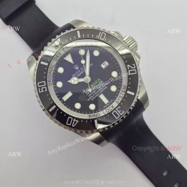 NEW UPGRADED Rolex Deepsea 44mm Replica Watch SS D-Blue Rubber Strap 1