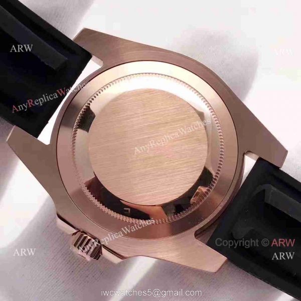 Copy Rolex Submariner Rose Gold Rubber Strap Watch 40mm 1