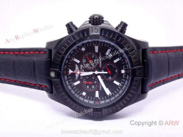 Replica Breitling Watch: Chronometre Certifie 1000m Black &038; Red Chronograph 1