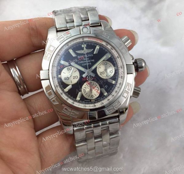 Swiss Replica Breitling Chronomat 44 Watch SS Black Chronograph 7750 Automatic 1