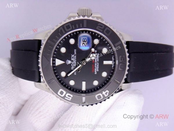 Replica Rolex Yachtmaster Watch SS Case Rubber Watch Band 1