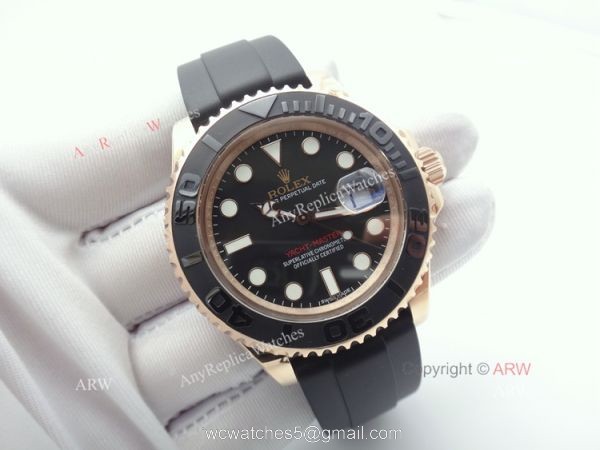 New Yachtmaster Replica Rolex Watch 116655 Rose Gold rubber watch Hot Sale 1