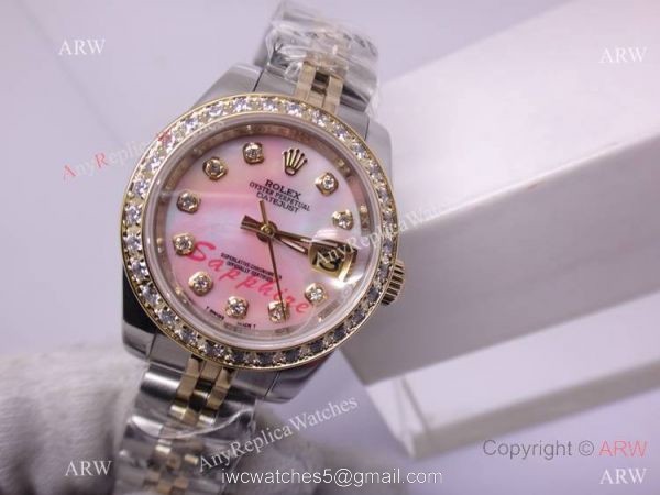 Rolex Datejust Watch 2-Tone Pink MOP Diamond bezel Ladies 31mm 1