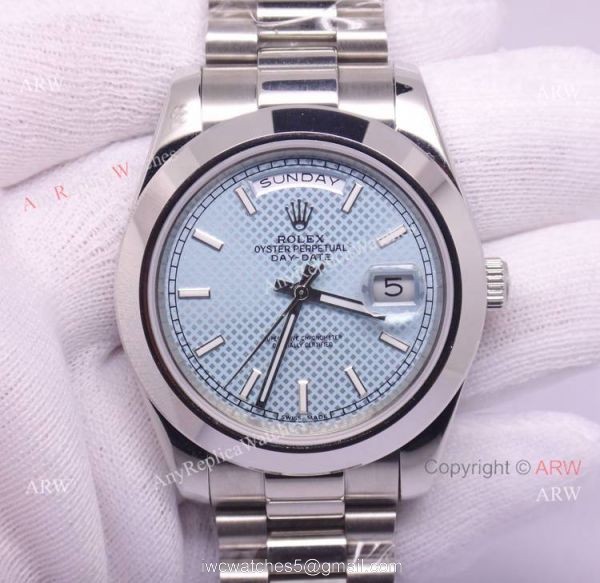 Copy Rolex Day-Date 40mm SS Ice Blue Dial Standard Markers Watch 1