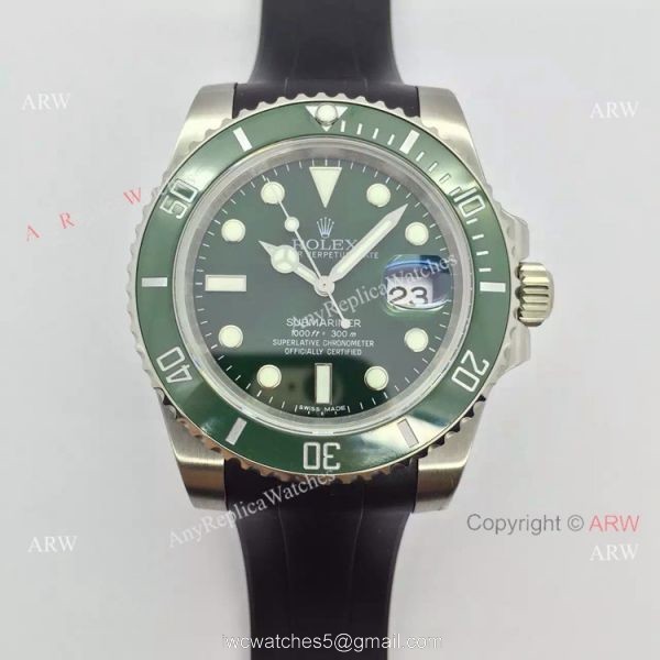 NEW UPGRADED Rolex Submariner Hulk Replica Replica Watch: SS Black Rubber strap 1
