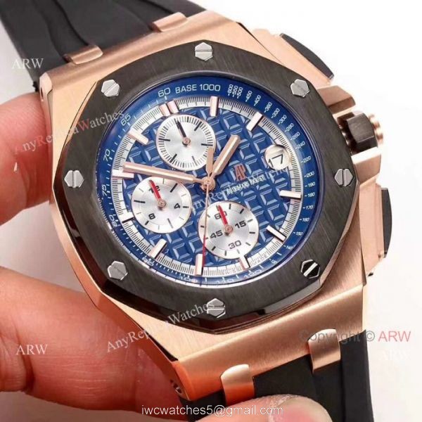 Fake Audemars Piguet For Sale 44mm Rose Gold Blue Dial Mens Watch 1