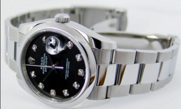 Rolex Datejust White Gold Black Diamond Dial Mens Watch 1