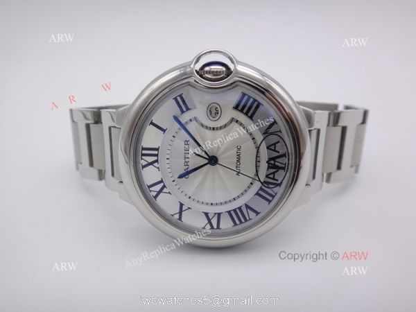 42mm Cartier Ballon Bleu Copy Watch Silver Steel QUARTZ Movement 1
