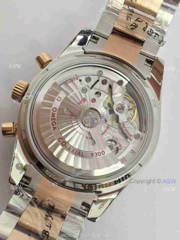Swiss Replica Omega Speedmaster Watch 2-Tone Rose Gold Black Dial 1