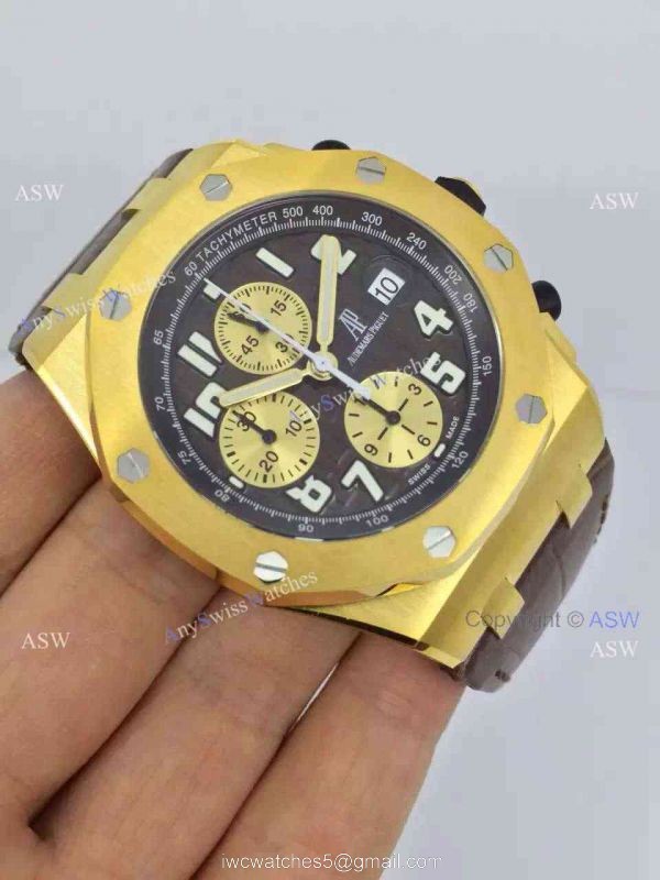 Fake Audemars Piguet Watch Black Face Yellow Gold Swiss Grade Mens 1