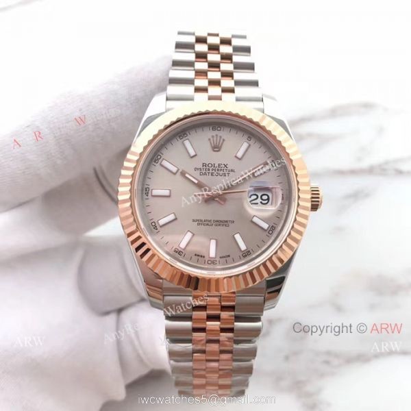 (EW) Swiss 3255 Rolex Everose Replica Watch DJII 41mm Rhodium Dial 1