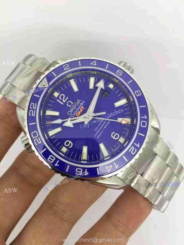 Replica Swiss OMEGA Seamaster Planet Ocean 600M Co-Axial GMT Watch Blue Dial 1